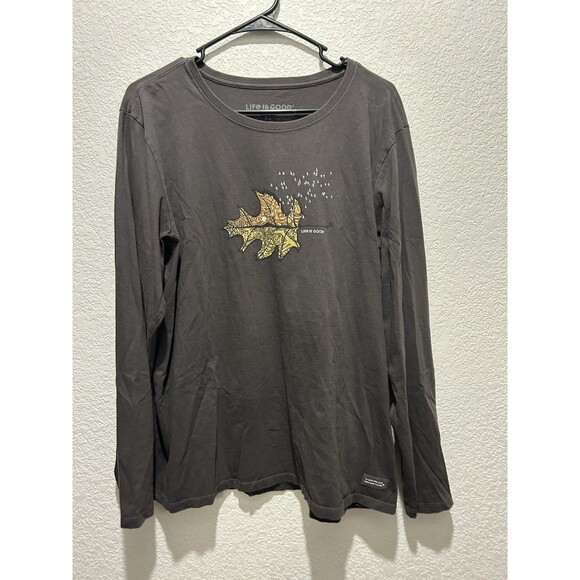 Life Is Good Womans Crusher Tee Long Sleeve Top Shirt Size XL Cotton Fall Leaves - Picture 1 of 10